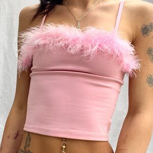 Y2k pink fluffy top